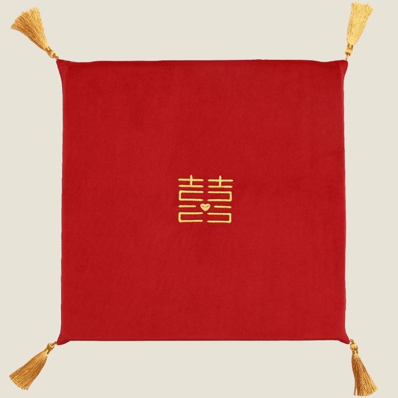 中国风结婚新娘坐福垫婚礼敬茶红色踩喜字磕头婚庆跪垫一对拜天地