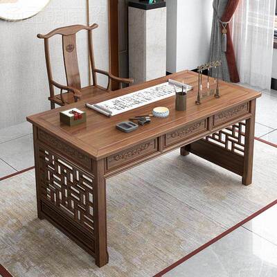 XNX套中式实木书桌椅子带抽屉家用一中医馆诊桌古仿书桌书法写字