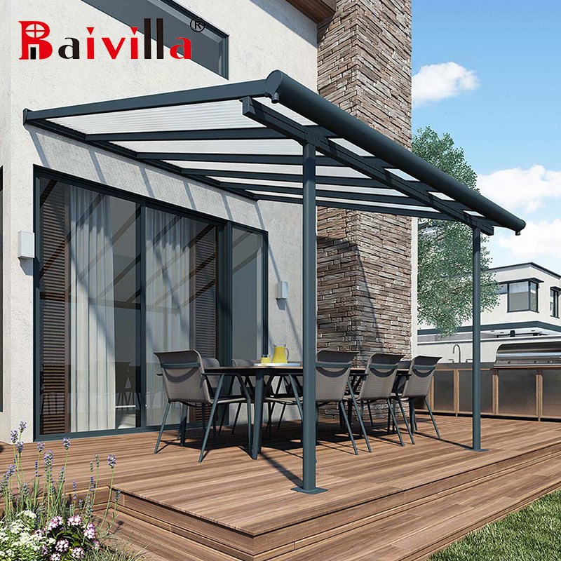 铝合金雨棚户外屋檐挡雨板花园别墅门头透明伸缩式阳光遮雨篷