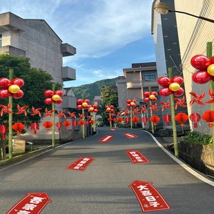 农村路引风车结婚布置路边气球装饰场景引路户外室外婚礼路上迎宾