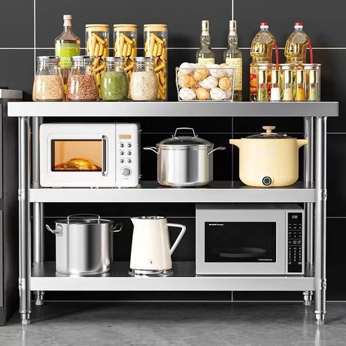 GS工作台双层操作台商用桌子长方形案板专用加厚灶台厨房不锈钢