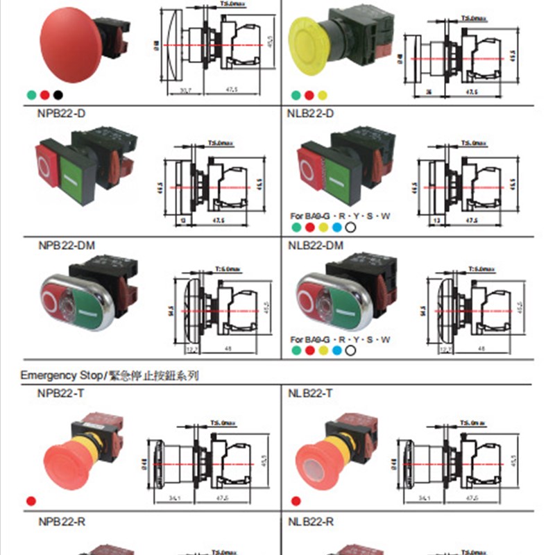贺电 按钮 选择开关 NSS22-S211GA2 NLS22-L110RE3