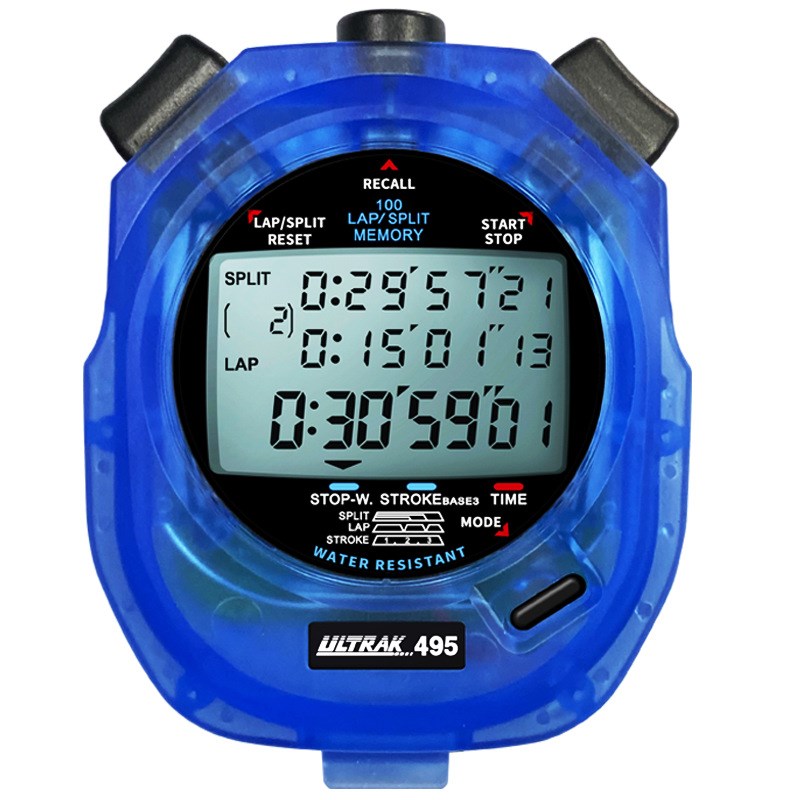 电子秒表DT495D定尔志ULTRAK奥赛克100道3行计时器田径训练透明