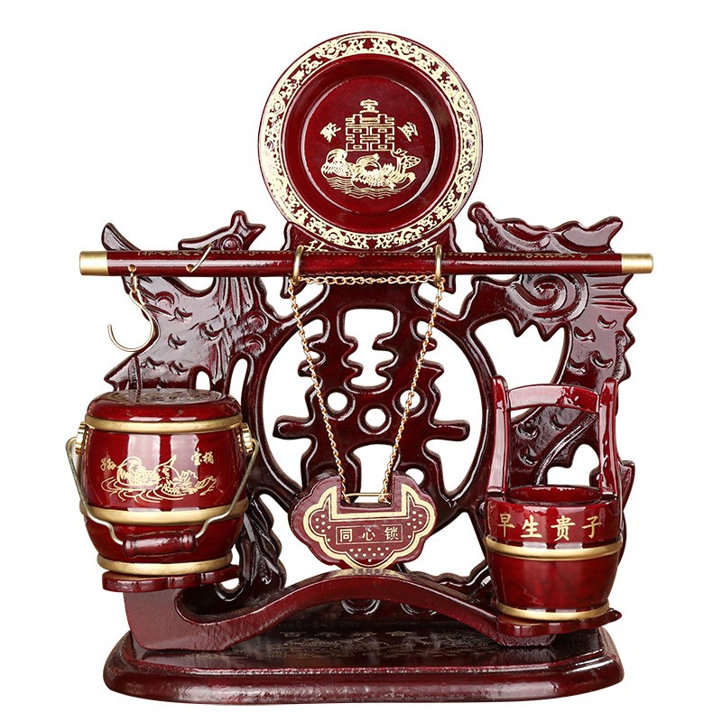 结婚子孙桶三件套装称心如意摆件备婚庆用品大全新娘陪嫁娘家批