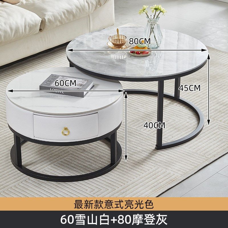 岩板茶几客厅家用简约圆形小桌子轻奢现代网红小户型茶几桌高级感,住宅家具,茶几,淘宝优惠券,粉丝福利购,淘宝优惠卷