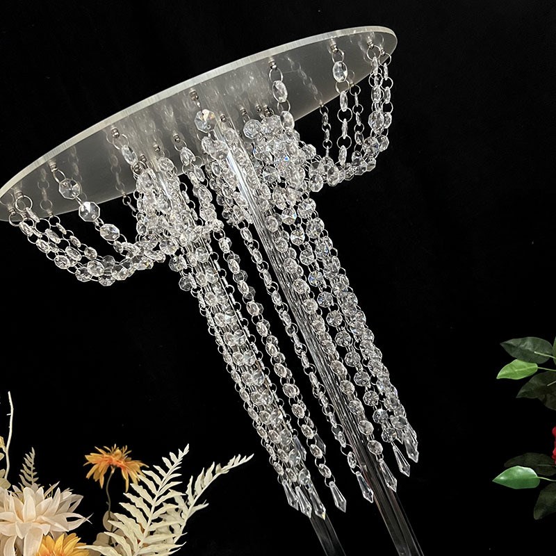 新生日派对亚克力蛋糕塔甜品台婚庆婚礼宴会酒店主桌装饰水晶烛台