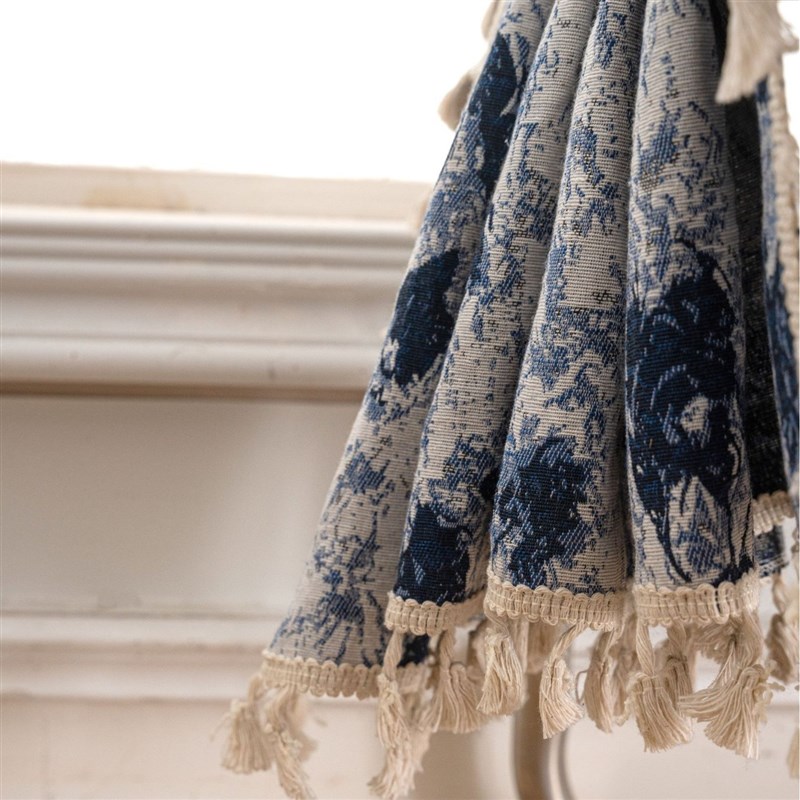 伊缦琪韵窗帘菱形几何提花美式撞色窗帘成品厨房帘飘窗半遮光