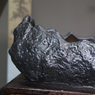 紫砂花盆异形景观盆南蛮盆创意手工陶瓷盆景盆月亮形柴烧盆觅陶乡