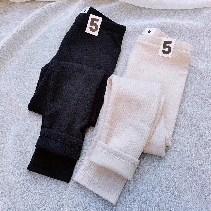 小码特价~3件包邮2-10码澳单cot*女童秋冬季坑条棉薄绒打底裤长裤