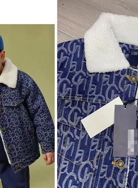 包邮150-160码 男童中大童秋冬  加绒 牛仔外套 牛仔服  外套夹克