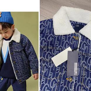 包邮150-160码 男童中大童秋冬  加绒 牛仔外套 牛仔服  外套夹克