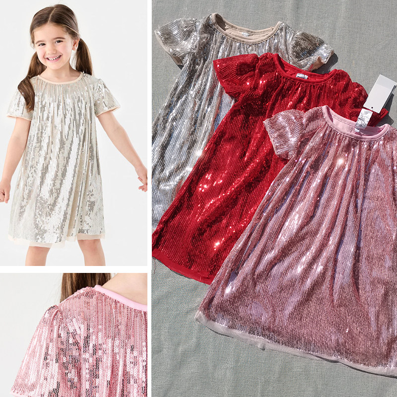 3样包邮 超炫 3样包邮2-9码 澳单新款 女童 闪闪亮片短袖连衣裙