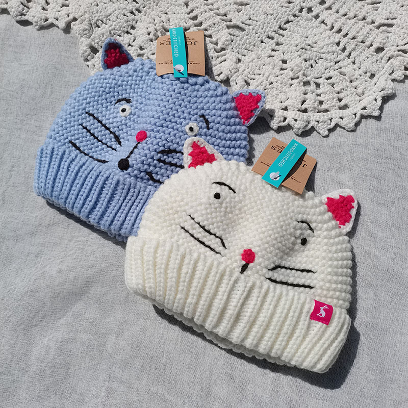 chao萌~3样包邮英单女童男童冬季毛线针织猫咪卡通造型帽子可批发