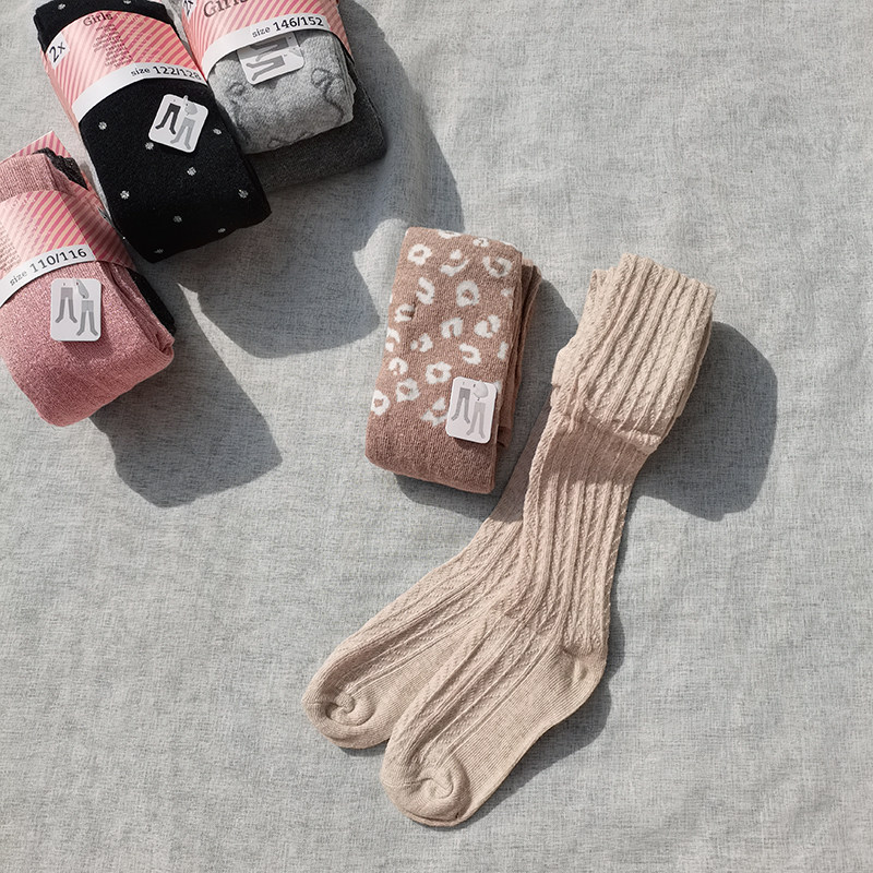 3件包邮98-152 欧美尾 女童春秋 加裆高弹连裤袜 打底袜裤2双组