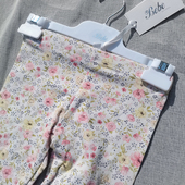 包邮 欧美女童春秋95%棉米白小花打底裤 纯元 3件 7码 九分裤 可批发