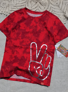 清特~3件包邮150-160 尾~男童夏季 中大童 全棉 红色扎染 短袖T恤