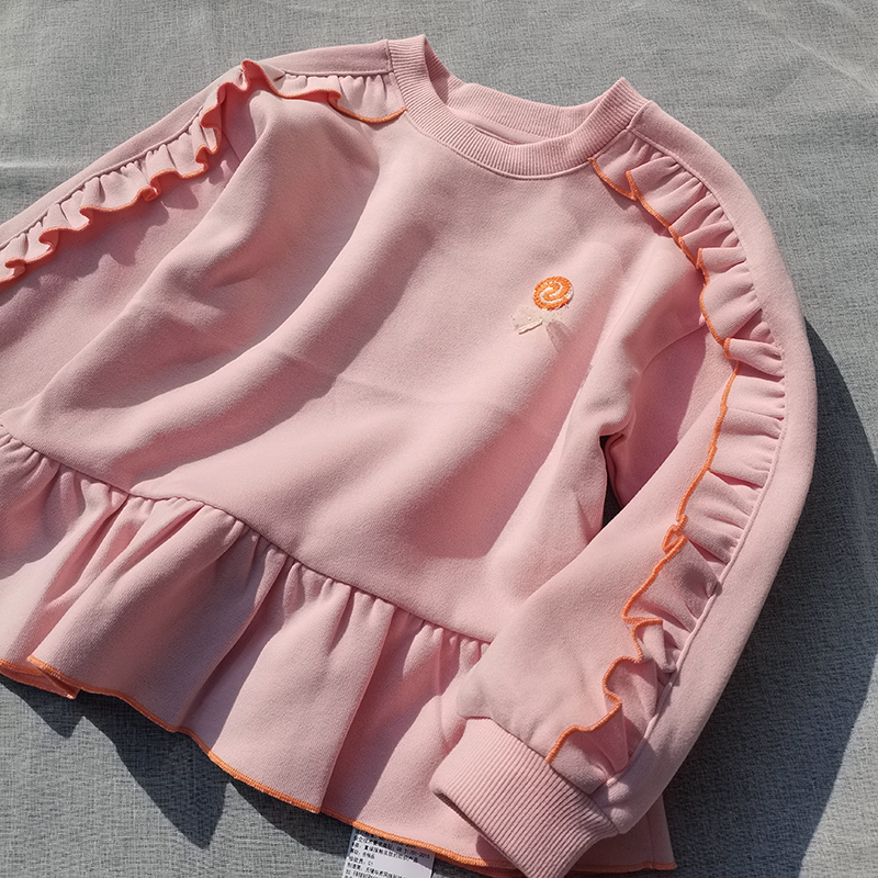 柜子好品质~3样包邮110-150  女童 秋季 甜美花边 裙摆卫衣 上衣