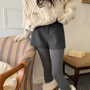 简约超A靴子裤版型超正毛呢A字短裤冬季新款百搭显瘦显高骑士裤女