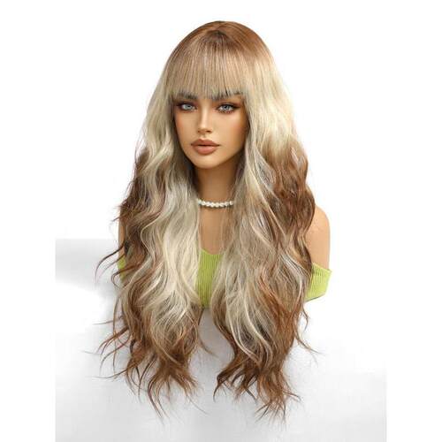 款26 Inch Long Ombre Blonde Wavy Wigs for Women Gorgeous