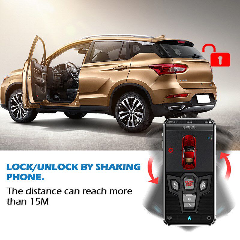 双向汽车防盗器 一键启动1500米震动报警遥控器手机控车套装配件