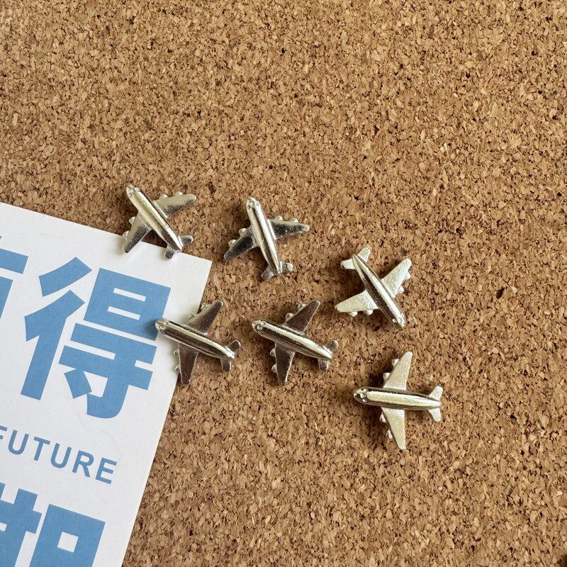 个装创意银色小飞机图钉in软木钉按钉毛毡留言绘画钉办公文具
