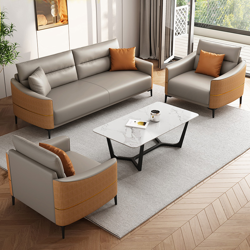 办公沙发简约现代时尚休闲商务办公室会客商铺接待休息区茶几组合