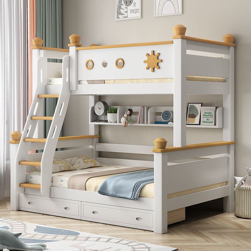 鹅掌楸木上下床层床全实木儿童高低子母床两层分体式上下铺木床