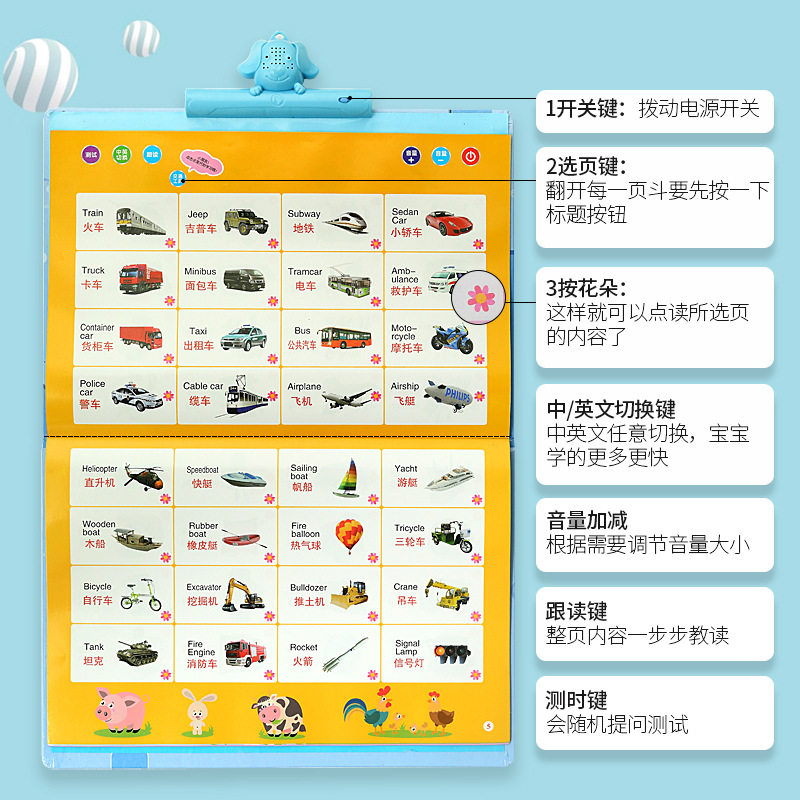 有声挂图早教发声一年级全中英文点读画本充电版儿童启蒙挂本
