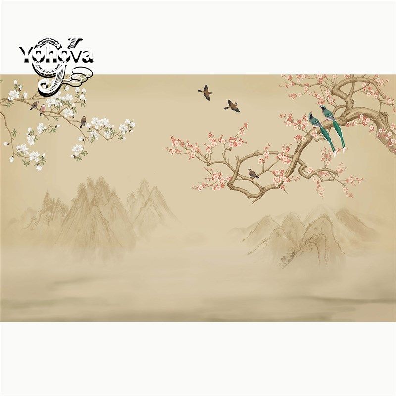 卧室壁画新卧室壁布电视背景墙纸鸟山水风景墙布客厅定制,家装主材,定制壁画,淘宝优惠券,粉丝福利购,淘宝优惠卷