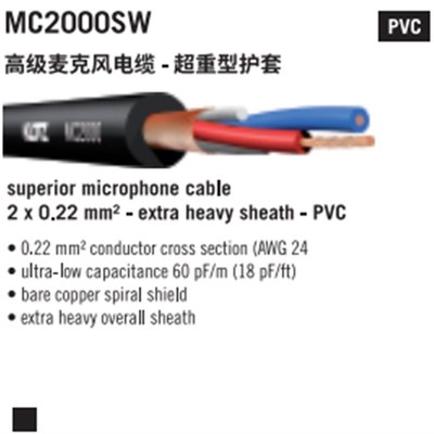 MC2000SW 德国KLOTZ 两芯编织话筒麦克风发烧音频单组平衡信号线