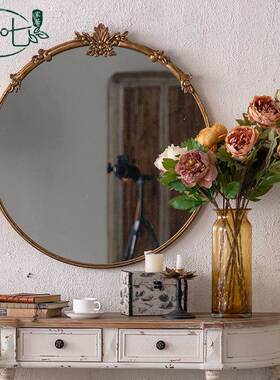 铁艺仿旧铜酒吧甜品店装挂饰镜复古做洗手台镜子服A2701子装店墙