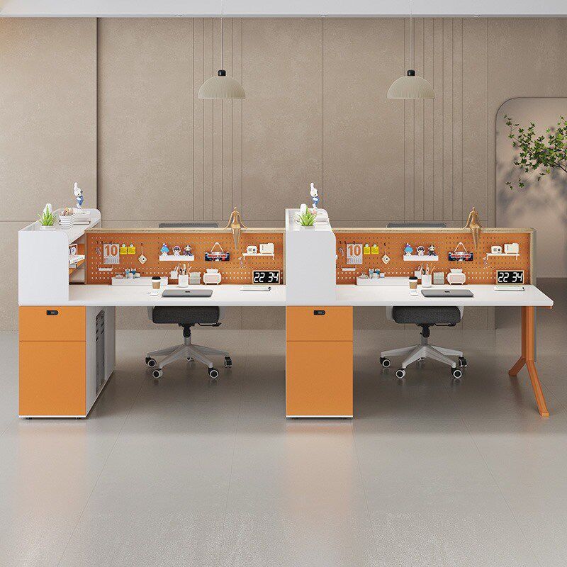 E0级职员办公室桌员工位办公桌椅组合工位4/6人位屏风卡位带插座