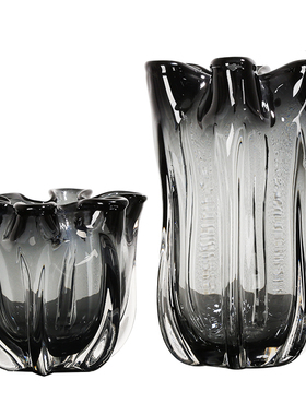 轻奢琉璃加厚玻璃花瓶大号花器摆件餐桌样板房客厅电视柜简约摆设