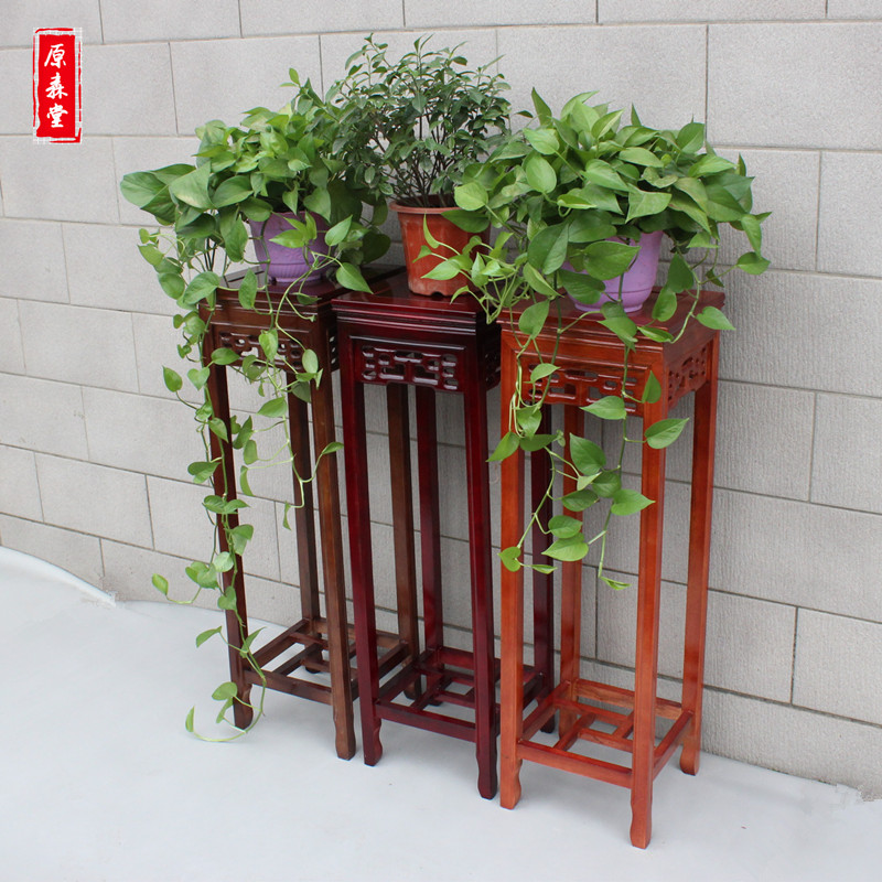花架实木客厅中式仿古家具多层落地仿红木四方形花几盆景石头架子