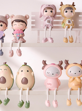 简约现代卡通人物吊脚娃娃情侣创意装饰摆件客厅卧室桌面摆设树脂