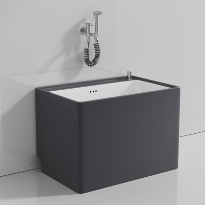 XORO拖把池家用阳台陶瓷墩布池卫生间长方形灰色拖布池落地式