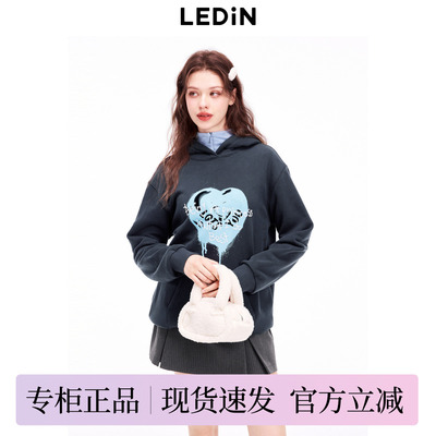 【LOTSYOU联名】乐町商场同款新款喷绘爱心长款连帽卫衣C1CRE4401