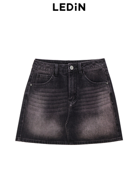 【商场同款】乐町喷色牛仔半裙24年秋季新款甜酷A字短裙C2HEE3214