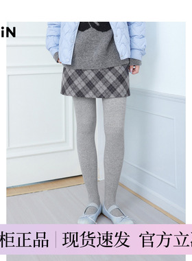 【商场同款】乐町简约斜格A字裙冬季新款学院风A字裙C2GEE4372