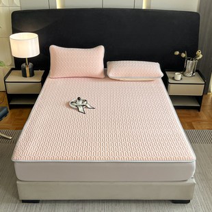 夏季 折叠宿舍学生可水洗床垫保护套席子 冰丝乳胶凉席三件套床笠款