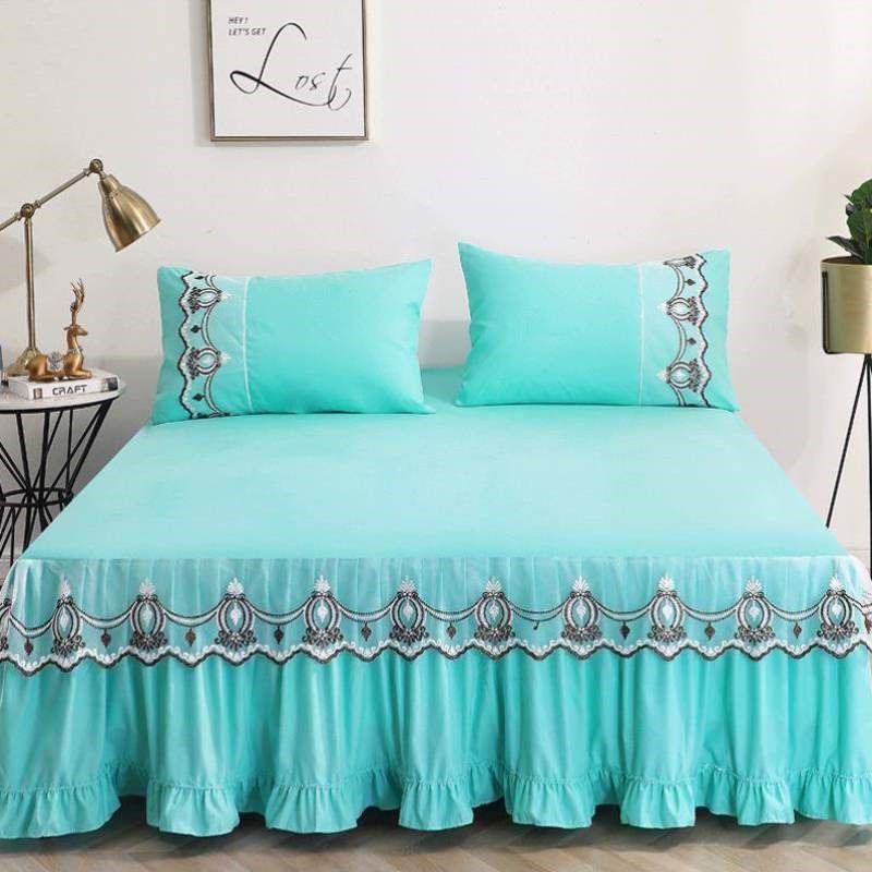 裙式防尘单件x2.床罩荷叶蕾丝1.8保护套夏天纯色床套0m花边床防滑