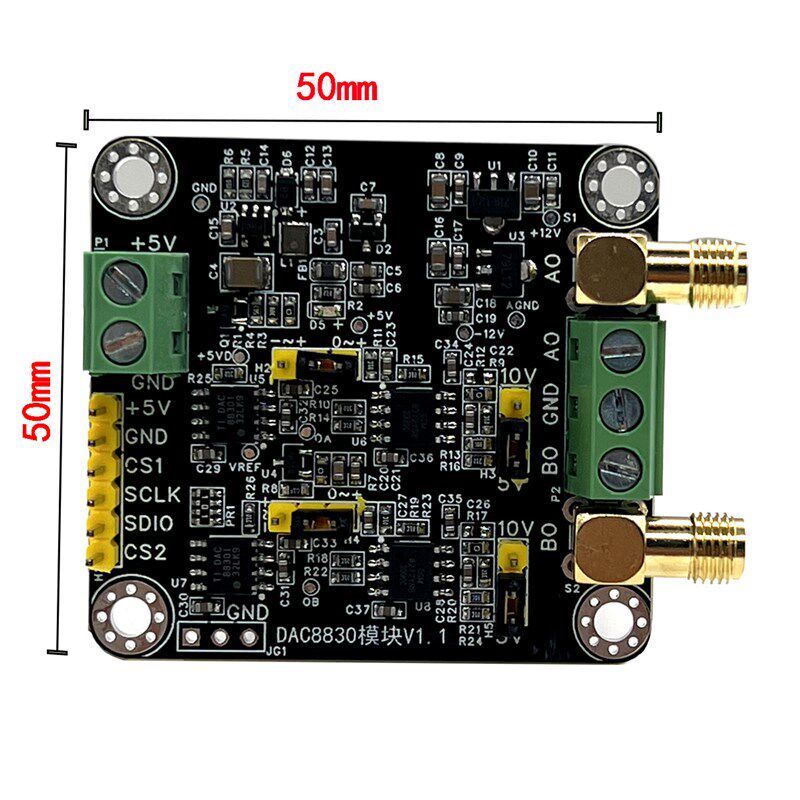 DAC8830模块高精度16位双路电压输出数模转换器 0-5V 0-10V 10V