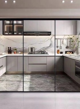 极窄推拉门三联动移门铝镁合金阳台厨房客厅玻璃隔断pd门北京定制