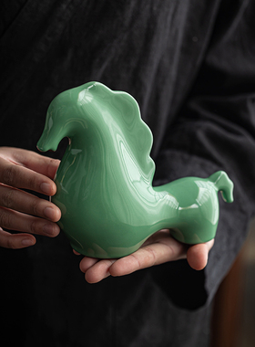 陶瓷唐马摆件小号招财客厅玄关酒柜桌面装饰品R办公桌生肖马摆设