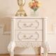 欧式 床头柜简约现代烤漆白色雕花奢华经济型柜子卧室床边收纳边柜