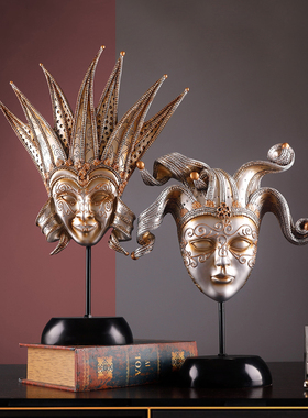 欧式复古摆件威尼k斯面具红酒架桌面客厅创意家居装饰品摆设工艺