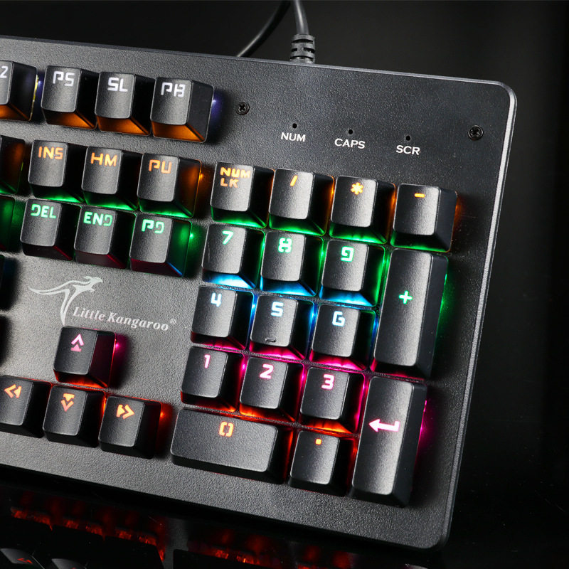 小袋鼠F11电竞游戏机械键盘青轴发光键盘网吧网咖104家用办公键盘