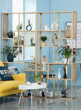 北欧轻奢客厅收纳置物式022001架 色地玄关储物架办公落室隔断金