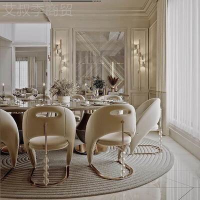 定制C795/664轻奢餐餐椅现代简包约不椅锈钢软靠背椅酒店厅会所设