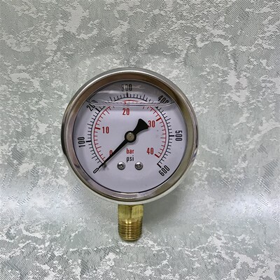 充油耐震压力表 0-40bar 0-600psi 双刻度 单位刻度 外壳直径62mm